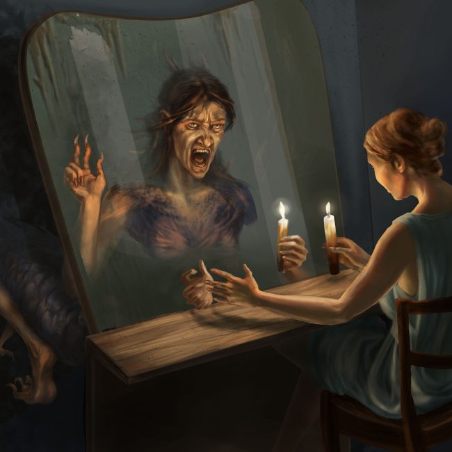 Bloody Mary appearing at the mirror